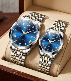 OLEVS 9931 NEW Couple Date Silver Gold Blue
